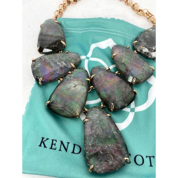 Kendra Scott Harlow Necklace Crystal grey illusion rose gold tone STATEMENT